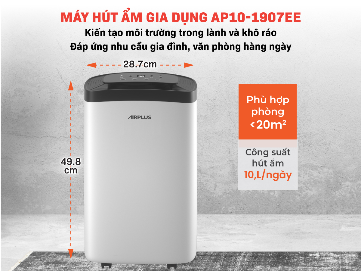 Máy hút ẩm dân dụng máy nén Airplus AP10-1907EE