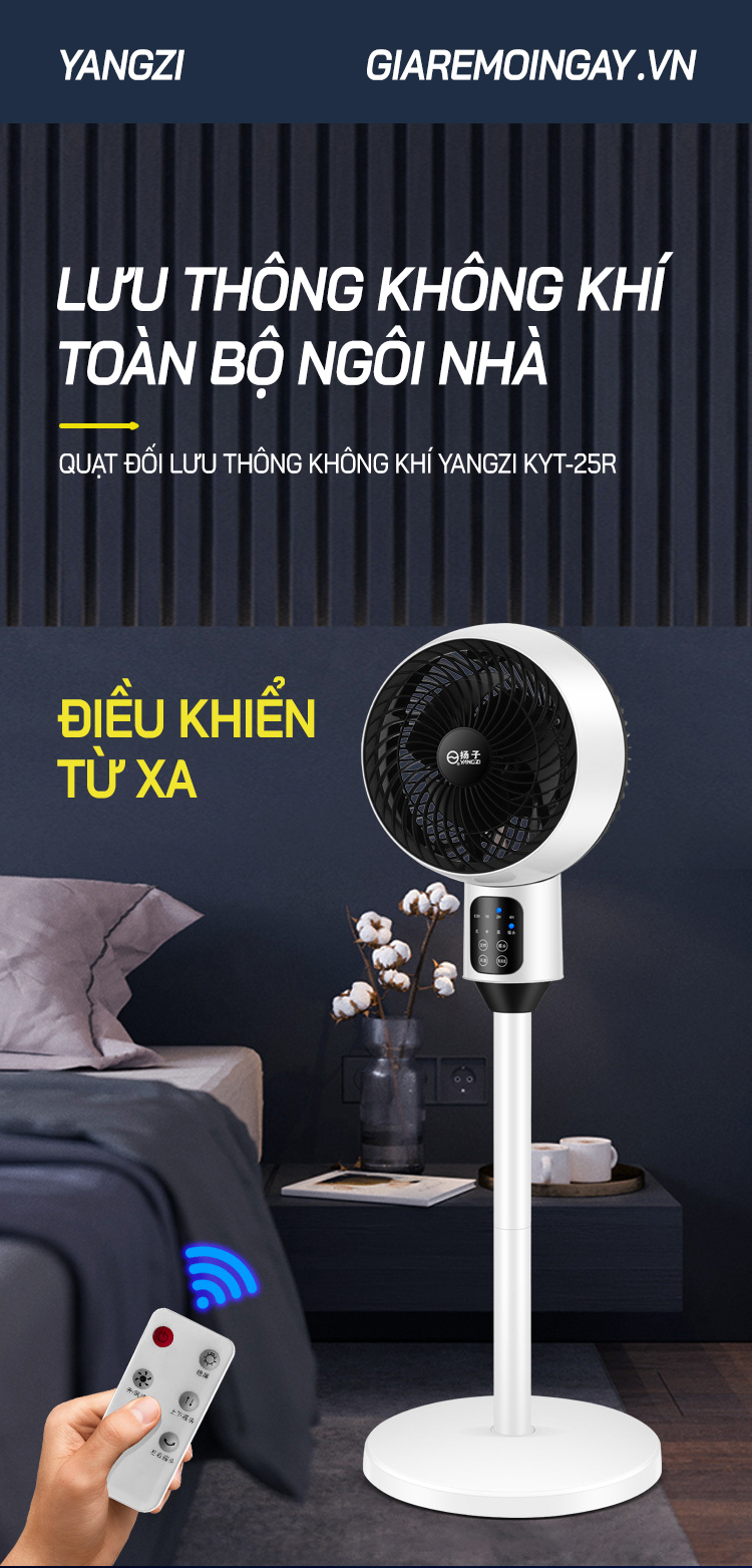 Quạt đối lưu không khí YANGZI KYT-25R (Điều khiển từ xa)